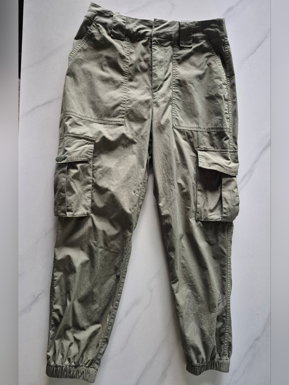 Women's Olive Cargo Jogger Pants with Utility Pockets - Picture 1 of 2
